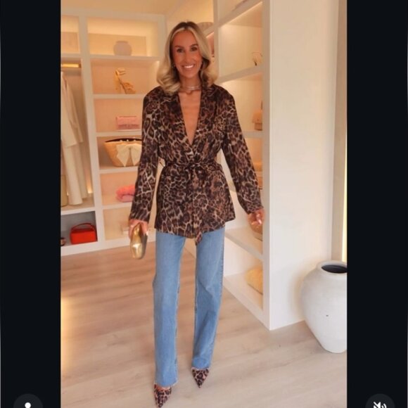 Zara ANIMAL PRINT JACQUARD BLAZER Size XL - Picture 8 of 12